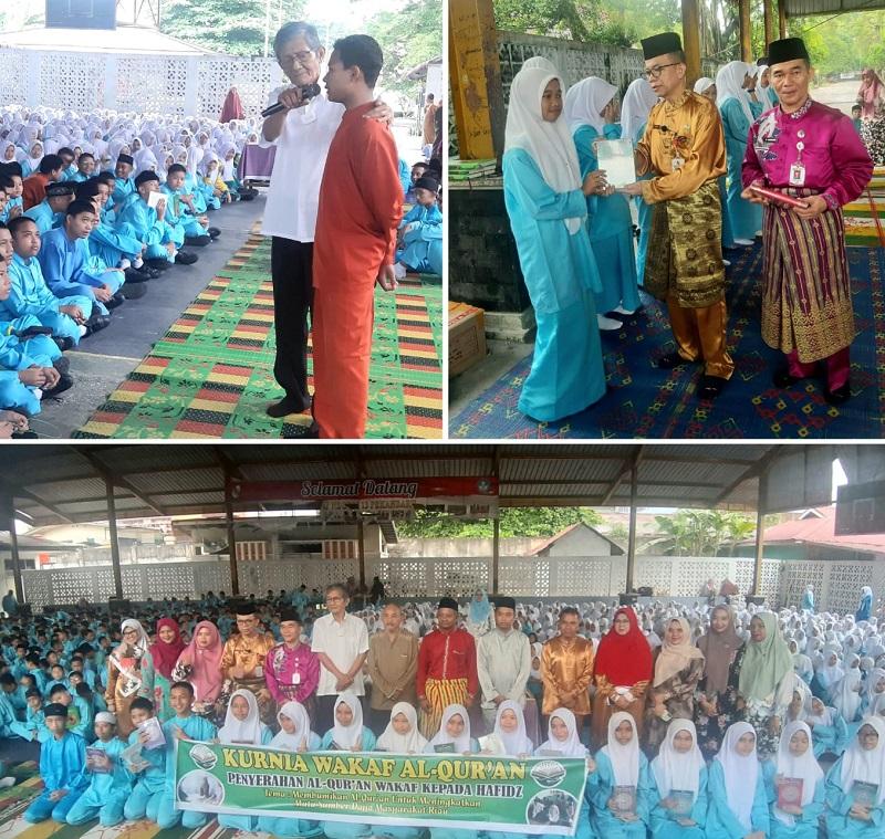 Salurkan Mushaf Baru di SMPN 13 Pekanbaru, KWQ Dukung Program Pekanbaru Cinta Al Qur’an