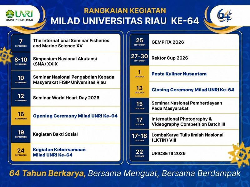 Dua Bulan Penuh Kegiatan, Unri Siapkan Perayaan Milad ke-64