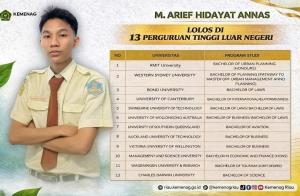 Tahniah, M Arief Siswa MAN 2 Pekanbaru Diterima 13 Universitas Ternama Luar Negeri